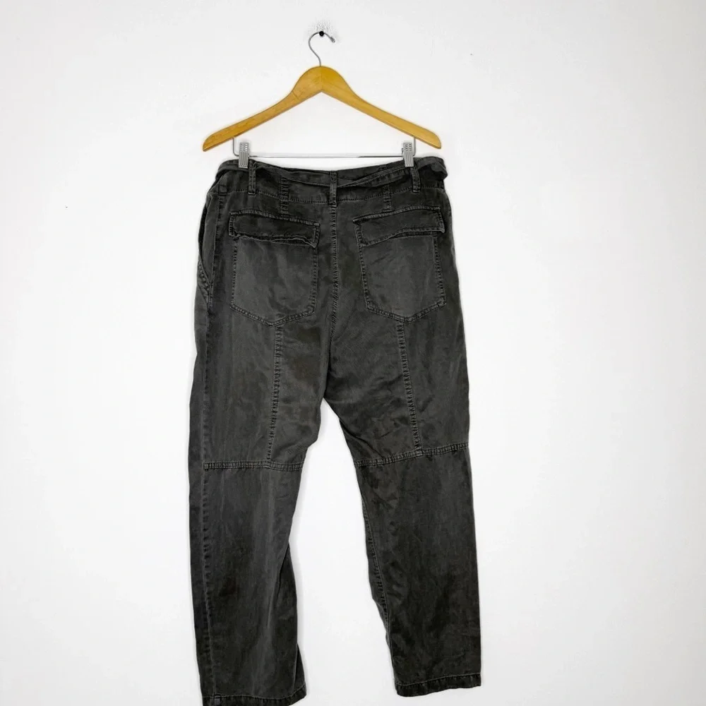 Zara Belted Utility Trouser Pants Size Small Anthracite Gray women’s relaxed